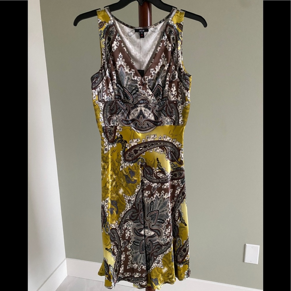 New Jacob Paisley Dress Brown Yellow Small